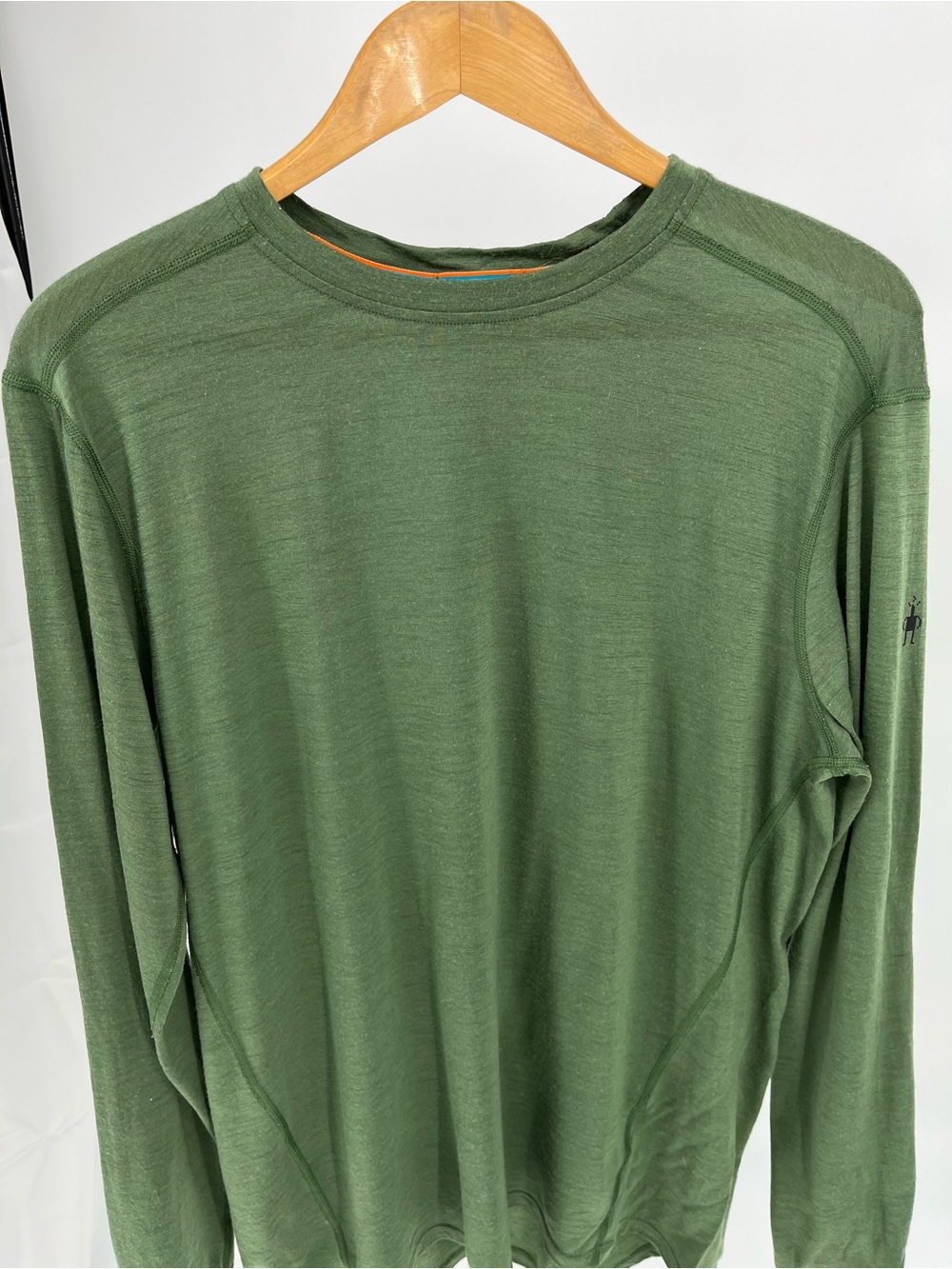 Smartwool Merino Wool Long Sleeve Base Layer Shirt Men’s L Green Hiking Outdoor - Picture 2 of 7